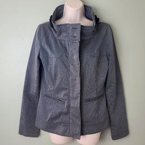 Vintage Candies Brand Grey & White Pinstriped Jacket with Hidden Hood